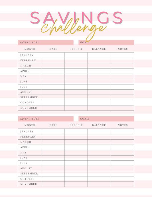 Savings Challenge Worksheet